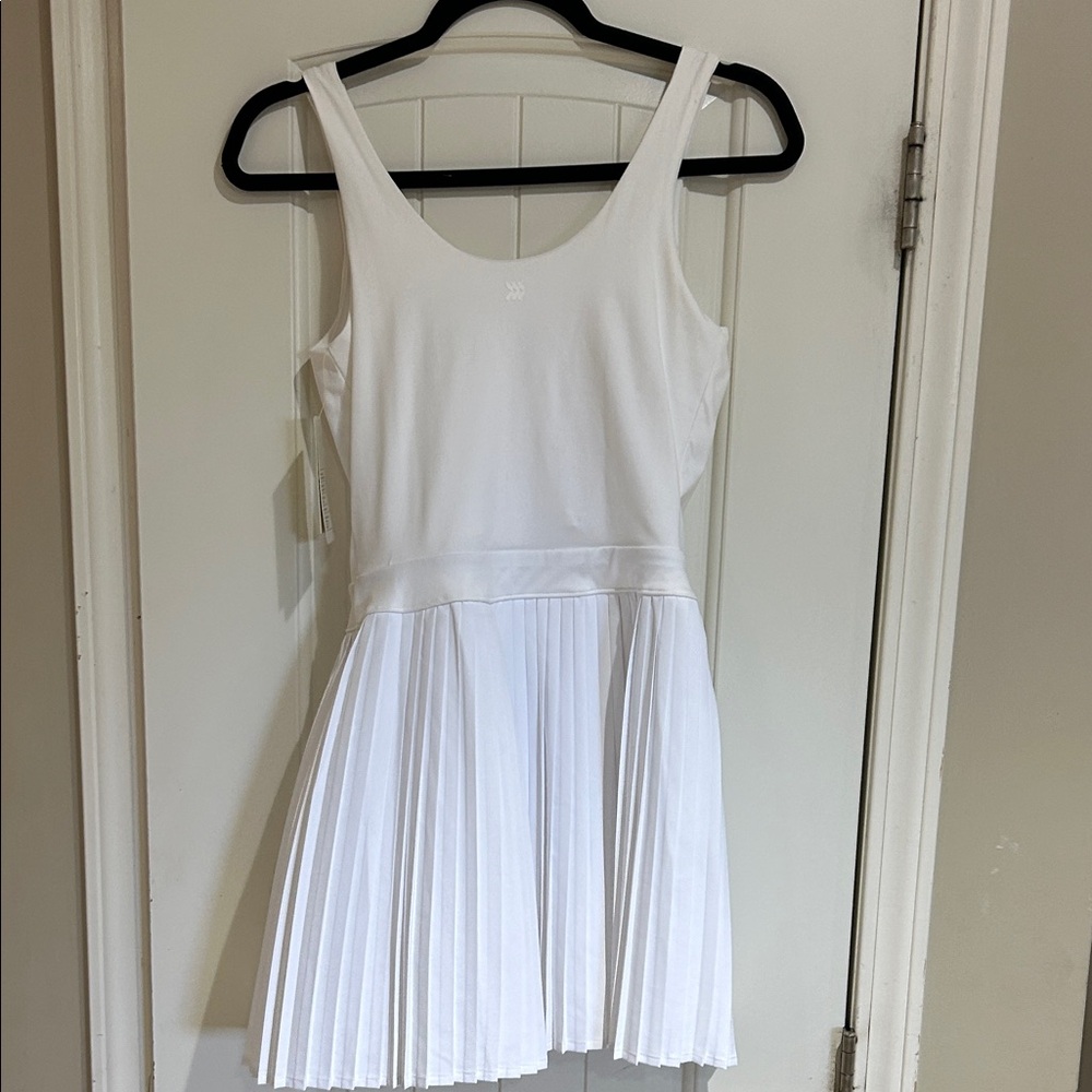 White Pleated Tank Top Skort Bodysuit - Picture 5 of 8